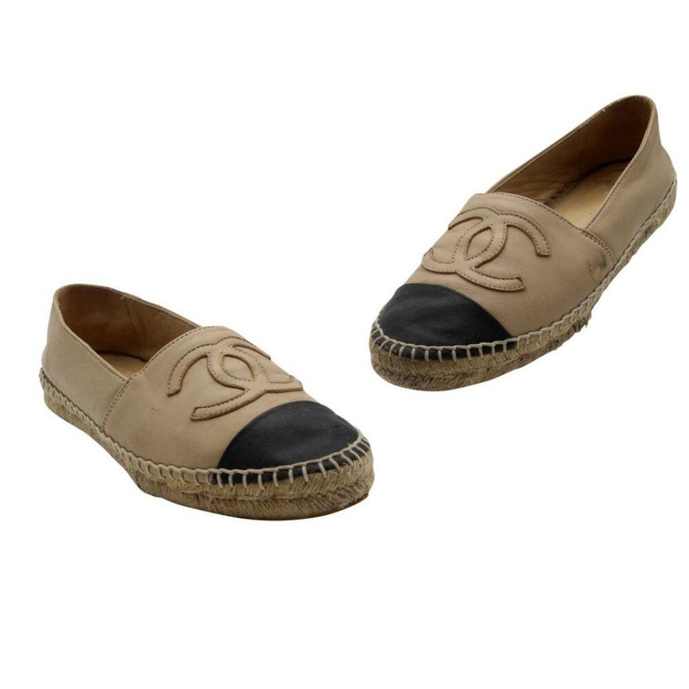 Chanel Beige Ballerina Espadrille Monogram Flats